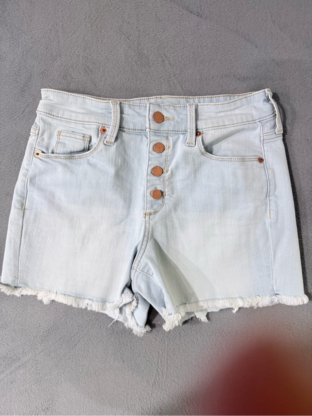 Universal Thread Light Blue High-Rise Button-Fly Midi Denim Shorts